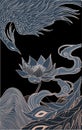 mythological bird phoenix Fenghuang and lotus